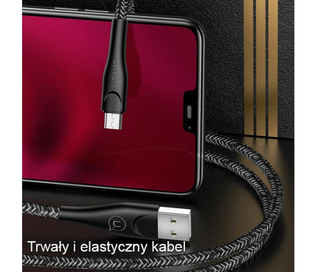 USAMS Kabel pleciony U41 microUSB 3m 2A czerwony - 1569119 - zdjęcie 3